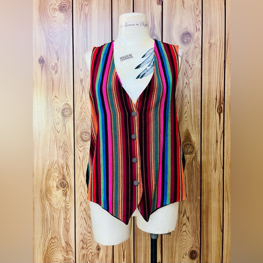 VTG 1990s Multicolor Bohemian Striped Vest